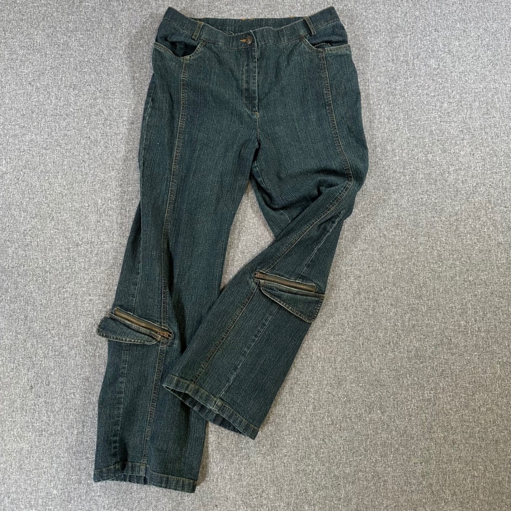 Urban by par haggar Pants Womens 10P Cargo Blue Zipper Pocket Petite Denim